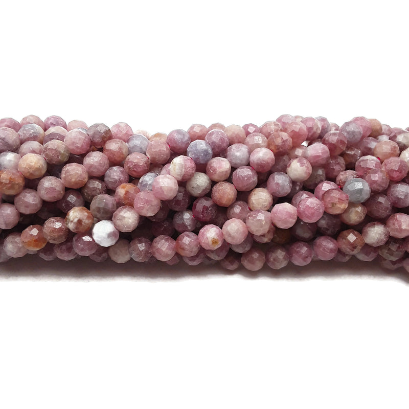 Natural Pink Sakura Tourmaline Faceted Round Beads 5mm 15.5" Strand