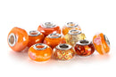 Mix Silver Plate Orange Theme Murano Lampwork European Glass Crystal Charms Bead