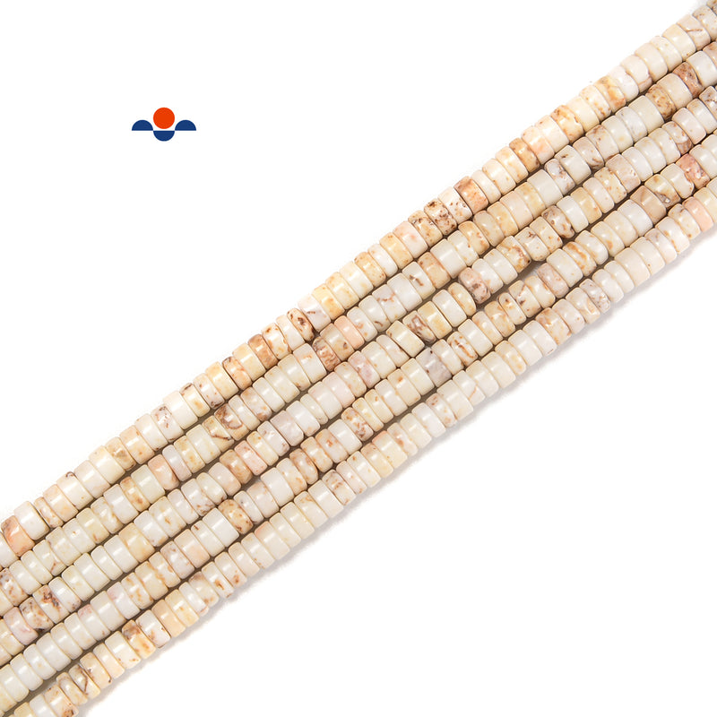 Multi White Turquoise Heishi Discs Beads Size 2x4mm 15.5" Strand
