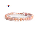 Pink Petrified Rhodonite Smooth Round Elastic Bracelet Size 5.5mm 7.5'' Length