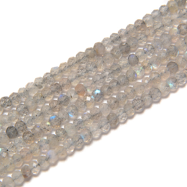 Light Gray Translucent Labradorite Faceted Rondelle Beads Size 2x3mm 15.5'' Strd