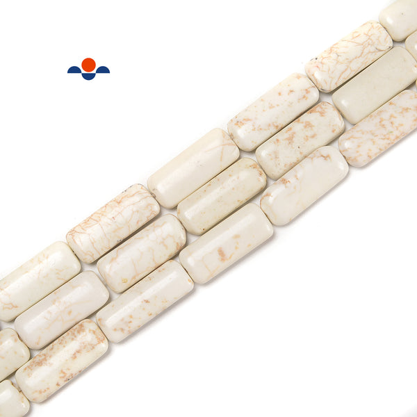 White Turquoise Rectangle Shape Beads Size 12x30mm 15.5'' Strand