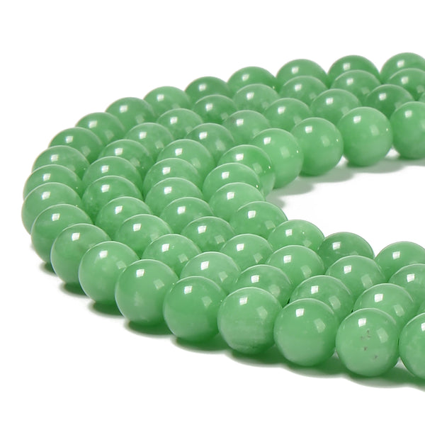 Natural Green Jadeite Jade Smooth Round Beads Size 10mm 15.5'' Strand
