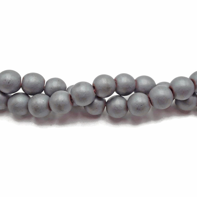 Large Hole Silver Hematite Matte Round Beads 8mm