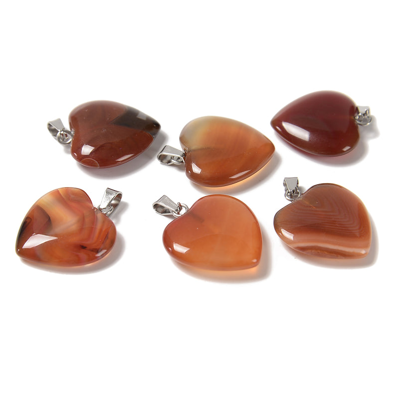 03 Natural Gemstone Heart Shape Charm Pendant Size 20mm 6PCS Per Bag Sold by Bag