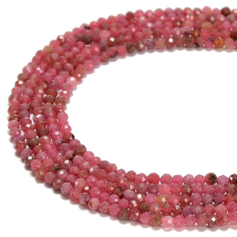 Natural Thulite Faceted Round Beads Size 2mm 3mm 4mm 6mm 15.5'' Strand