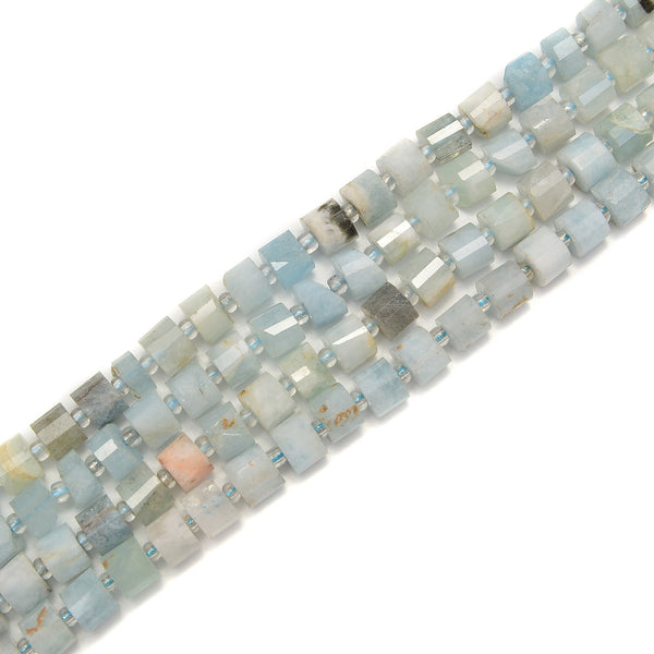 Aquamarine Faceted Rondelle Wheel Discs Beads Size 5x7mm 15.5" Strand
