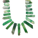 Green Agate Graduated Slab Stick Point Beads Size 10x25-12x45mm 15.5'' Strand