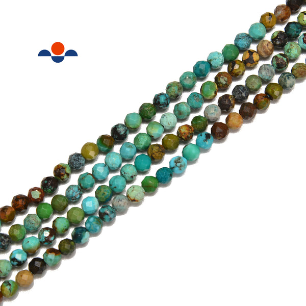 Natural Gradient Turquoise Faceted Round Beads Size 3.5mm 15.5'' Strand
