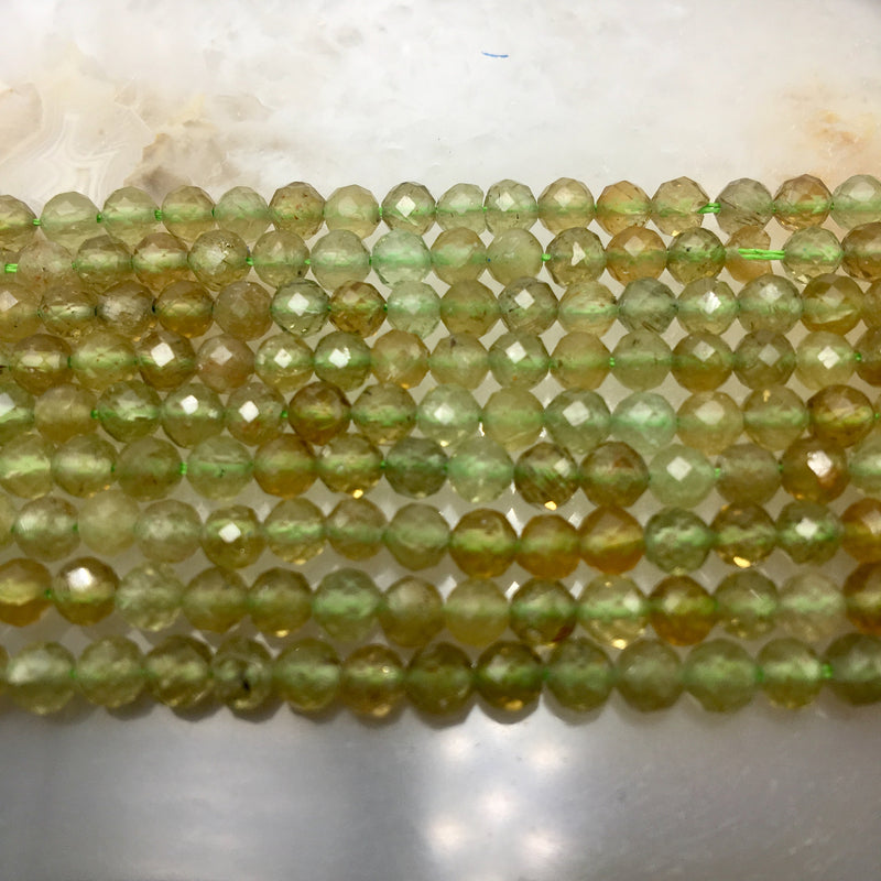 natural green garnet faceted round beads