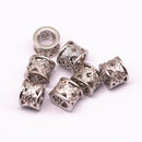 silver micro pave zircon cylinder shape charm 