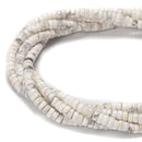 Natural White Howlite Heishi Disc Beads Size 2x4mm 15.5'' Strand