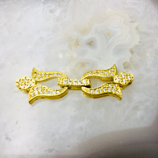 light gold plated copper with micro pave clear zircon clasp