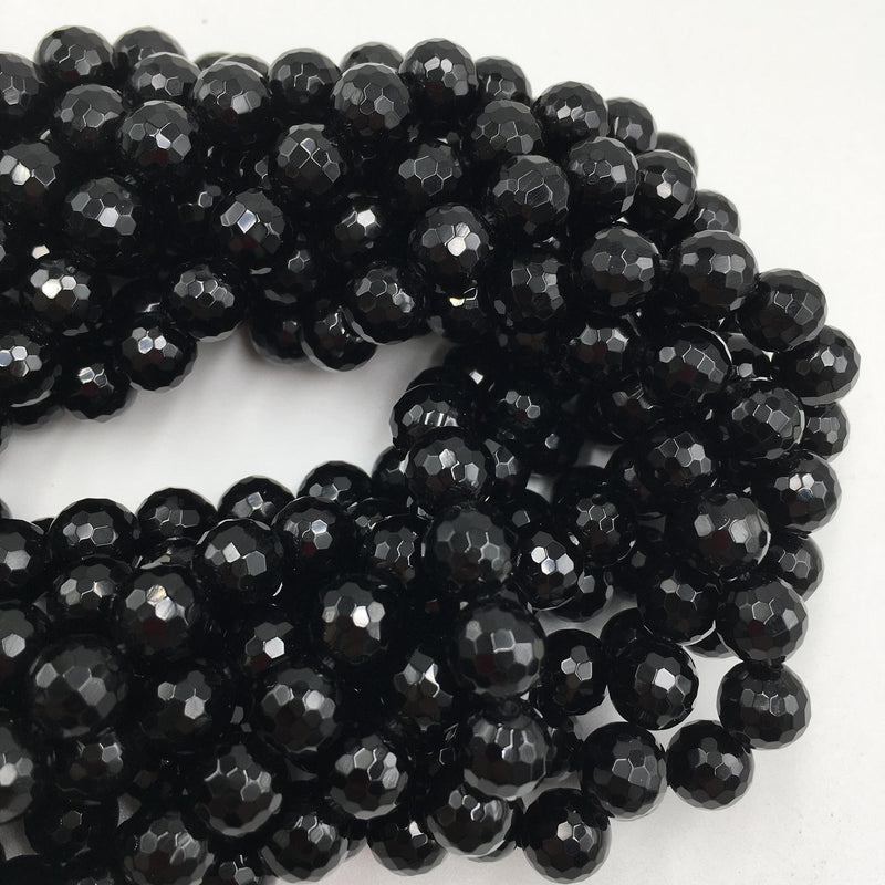 black onyx faceted round beads