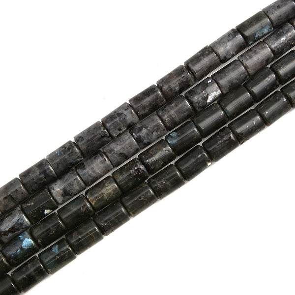 Larvikite Labradorite Smooth Cylinder Tube Beads Size 8x10mm 15.5'' Strand