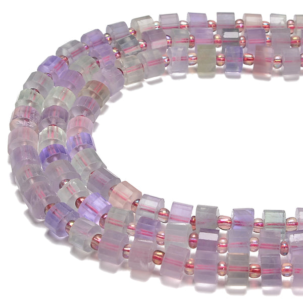 Natural Light Fluorite Faceted Rondelle Wheel Disc Beads Size 5x8mm 15.5''Strand