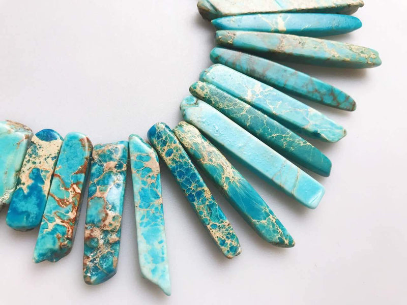 blue sea sediment jasper graduated slice Sticks Points beads