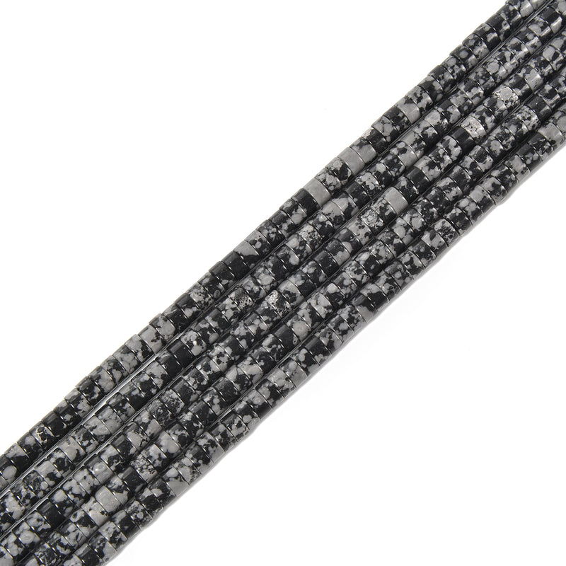 Natural Snowflake Obsidian Heishi Disc Beads Size 2x4mm 15.5'' Strand