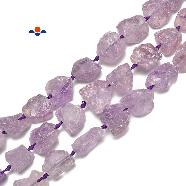 Natural Light Amethyst Rough Nugget Chunks Beads Size 20-30mm 15.5'' Strand