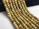 russian red green serpentine smooth rondelle beads