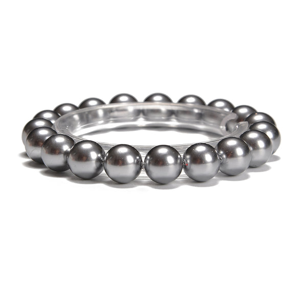 Gray Shell Pearl Smooth Round Bracelet Beads Size 8mm 10mm 7.5" Length