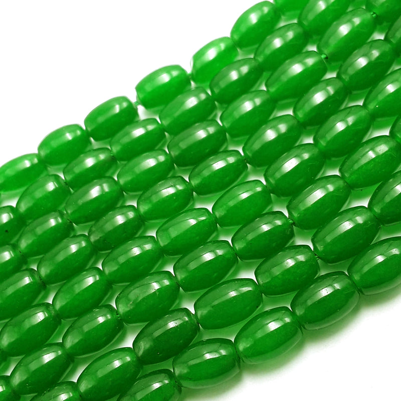 green dyed jade smooth rice shape beads 