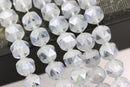light blue crystal glass matte faceted round