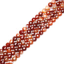 Red Stripe Agate Faceted Coin Beads Size 10mm 15.5'' Strand