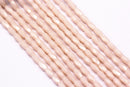 peach pink crystal glass faceted rice tube beads 
