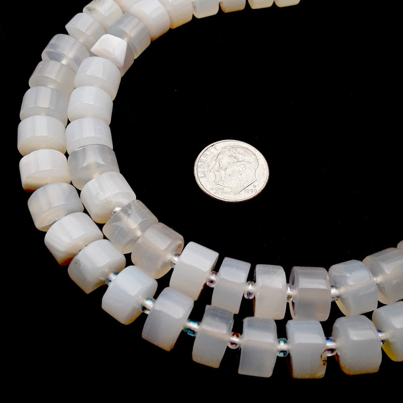 Natural White Moonstone Smooth Rondelle Wheel Discs Beads 6x10mm 15.5" Strand