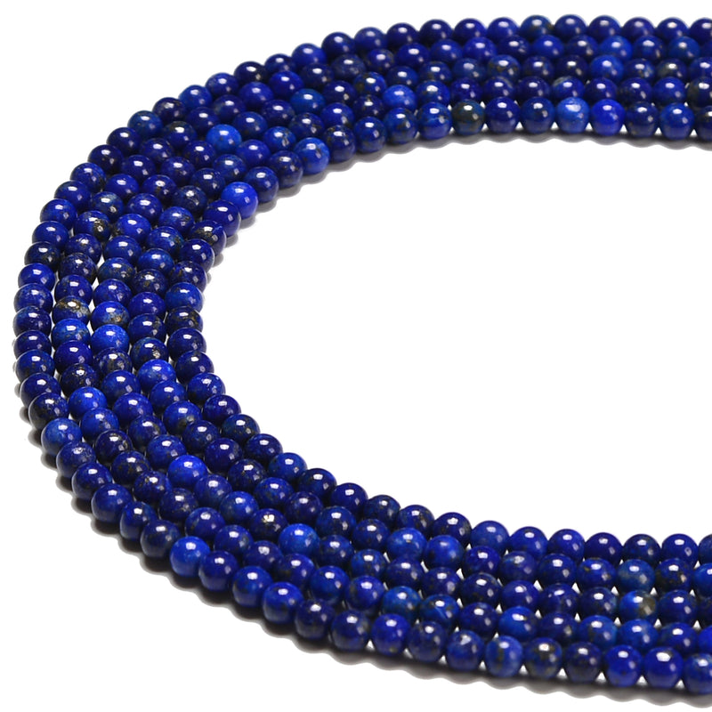 Natural Lapis Lazuli Smooth Round Beads Size 4-5mm 15.5'' Strand