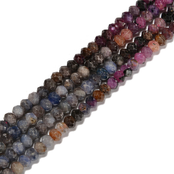 Gradient Ruby & Sapphire Mixed Faceted Rondelle Beads Size 4x6mm 15.5'' Strand