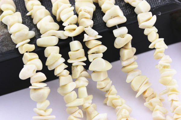 white bamboo coral irregular nugget chips beads