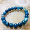 blue Striped agate bracelet smooth round