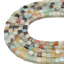 multi color amazonite smooth square cube dice beads