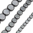 Gray Hematite Smooth Coin Beads 6mm 8mm 10mm 15.5" Strand