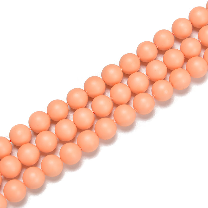 Coral Orange Shell Pearl Matte Round Beads Size 6mm 8mm 10mm 15.5'' Strand