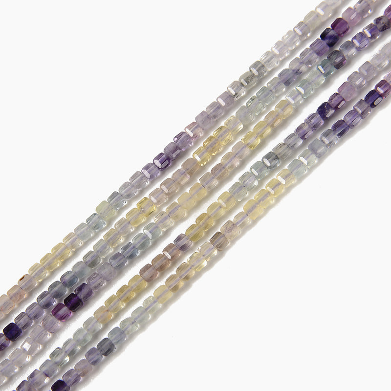 Gradient Natural Fluorite Faceted Cube Beads Size 2mm 15.5'' Strand