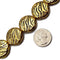 Vintage Acrylic Antique Etched Gold Plated Coin Beads Size 25mm 16" Strand