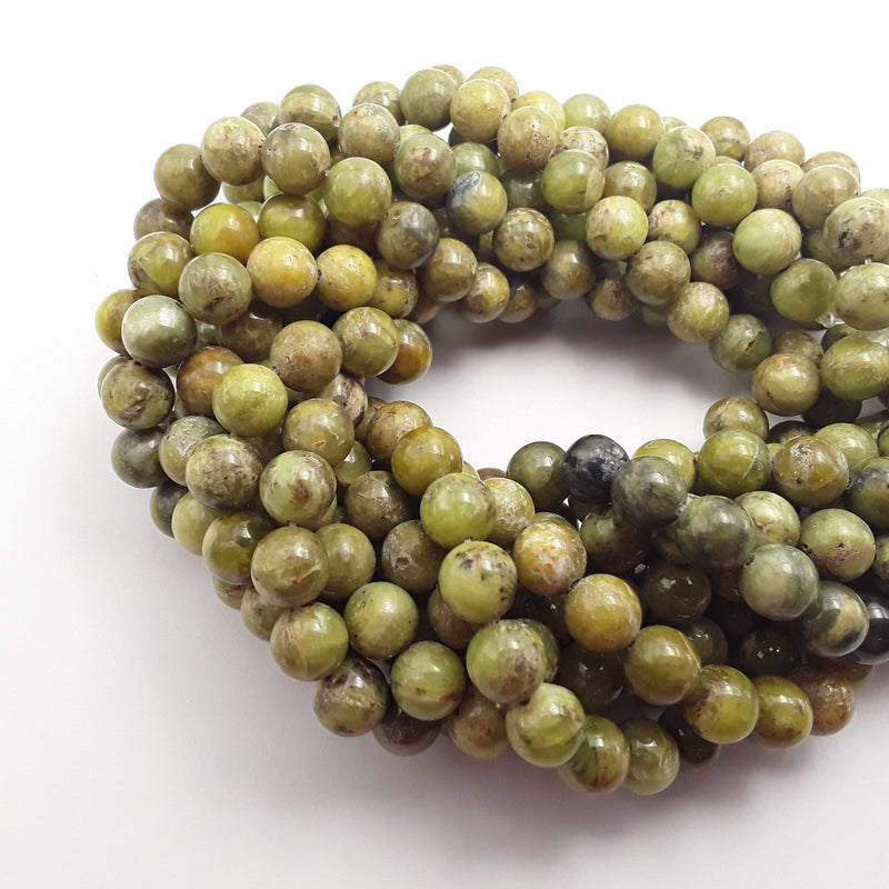 olive green sea sediment jasper smooth round beads