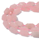 Rose Quartz Prism Cut Double Point Beads Size 15x25mm 15.5'' Strand