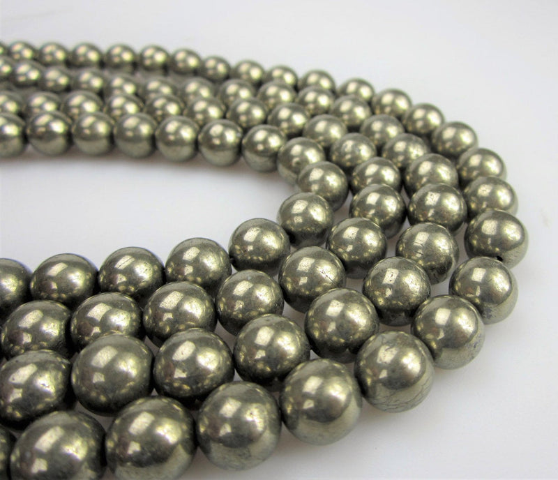 pyrite smooth round beads