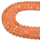 natural orange moonstone faceted round loose beads 
