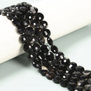 Natural Black Tourmaline with Iron Matrix Faceted Coin Beads Size 10mm 15.5''Std