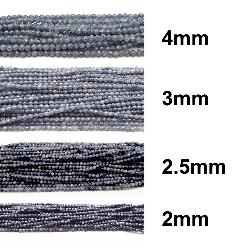 Natural Sapphire Faceted Round Beads 2mm 2.5mm 3mm 4mm 15.5" Strand