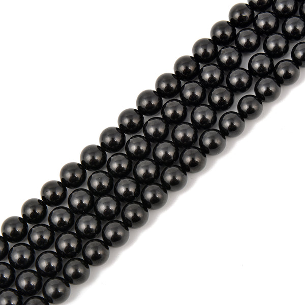 Natural Black Spinel Smooth Round Beads Size 6mm 8mm 10mm 15.5'' Strand