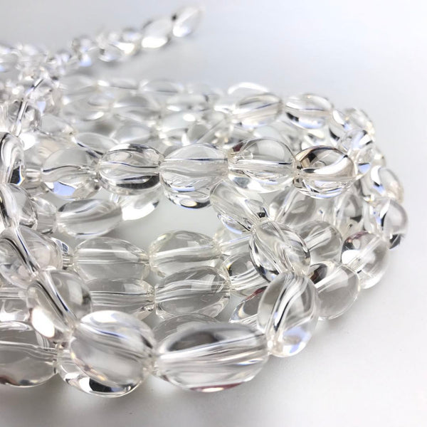 clear quartz irregular oval nugget smooth beads