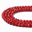 Red Bamboo Coral Faceted Round Beads 2mm 3mm 4mm 6mm 8mm 15.5" Strand