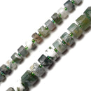 Green Moss Agate Smooth Rondelle Wheel Discs Beads 7-9mm 10-11mm 15.5" Strand