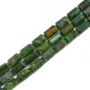 African Jade Faceted Cylinder Tube Beads 10x14mm 15.5" Strand